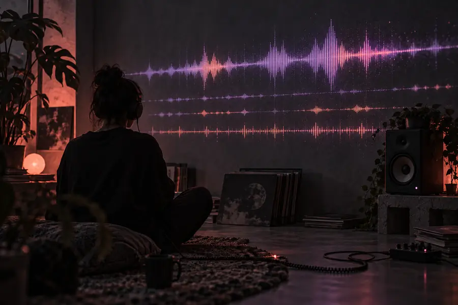 Minimal lo-fi visual concept with a subdued palette